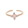 Cluster Rings Korean European Pinkie Finger Open Ring Rose Gold Color Simple Stone For Women Statement Adjustable Wholesale