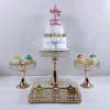 Plats Assiettes 6pcs Miroir or Metal Round Cake Stand Wedding Birthday Party Party Cupcake Pied Afficher Plaque à la maison décor255W