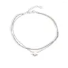 Enkelbanden 925 Sterling Silver Double Layer Star Ankle Bracelet Anklet Beach Barefoot Sandaalvoetketen voor damesmeisje