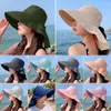 Berets Summer Cool Sun Hat for Women Lightweight Visor Hats Wide Brim Anti-uv Drawstring Beach Traverl Foldable Bucket Cap