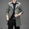 Men's Trench Coats Boutique S-8XL Elegant Plus Fertilizer Plaid Italian Style Casual Slim Fashion Versatile Gentleman Long Coat