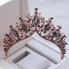 KMVEXO Baroque Rose Gold Black Crystal Bridal Tiara Rhinestone Diadem Pageant Crown for Brides Headband Wedding Hair Accessories Y223z