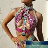 Fashion Holographic Two Piece Set Body Harness Sexy Metal Chains Top Waist Bondage Belt Party Night Club Rave Festival Outfits Fac270w