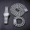 ZESWAŻAJ Naszyjka Bransoleta Hiphop Krawężnik Kubańska sieć złota mrożona w Miami Paved Rhinestones CZ Bling Rapper for Men Party Jewelry Gift x220k