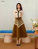 luxurious women designer skirt clothing for ladies summer quality fashion stripe big swing long overskirt Dec 22 hot