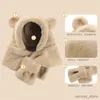Sciarpe avvolgono cartone animato cappello peluche di peluche sciarpa inverno protezione per le orecchie calde sciarpe per neonati beanie da bambino grazioso orso per ragazzi ragazze cofano cofano