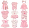 New born baby girl clothesdresses summer pink princess little girls clothing sets for birthday party 0 3 months robe bebe fille G8944491