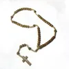 Wooden Beaded Cross Pendant Charm Necklace Christian Jewelry Religious Jesus Rosary Wood Beads Jewelry277U