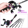 Combo Sougayilang Lure Fishing Rod Combo Carbonfaserstange 19+1BB 7,2: 1 Hochgeschwindigkeitsmetallfischerei Rolle für See- und Meeresfischerei -Tackle