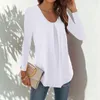 Women's Blouses Autumn Spring Women Top Round Neck Mid Length Long Sleeve Solid Color Loose Pullover Soft Breathable Simple Blouse Shirt