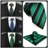 Färgglada 160 cm 63 Extra långt slipsuppsättning Blue Green Black Poots Tie och Pocket Square Wedding Gift Tie Drop L2207282685