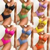 Women's Swimwear Women Bikini Swimsuit With Pad Lace Up Sexy Triangle Set Female Split Beachwear Swimming Beach Summer Bathing