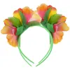 Bandanas 2 Pcs Headgear Hawaiian Flower Headband Hair Ribbons Silk Cloth Accessories For Women