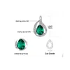 Armband juvelrypalace grön simulerad nano smaragd sterling sier hoop clip örhängen för kvinnor uttalande päronklipp ädelsten smycken