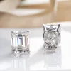 Mężczyźni kobiety Fashoin 925 Srebrne kolczyki Silbling Minęło 4CT Square Moissanite Diamentowe kolczyki