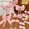 Hair Accessories Cloth Bow Ribbon Hairpin Cute Pink Princess Children's Headdresses Ornaments Clip Kids Gift