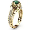 Emerald Color 14K Gold Ploated Ring for Woman Men Betrokkenheid Wedding Ring256H