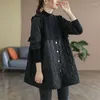 Trench feminina casacos outono inverno malhas soltas moda moda suéter coreano Splicing Cotton Coat Ladies Ladies Médio a Long Top Roupas