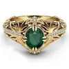 Emerald Color 14K Gold Ploated Ring for Woman Men Betrokkenheid Wedding Ring256H