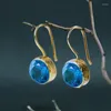 Dangle Earrings Simple Blue Green Cubic Zirconia Champagne Round Crystal Stone Wedding Drop Women Jewelry