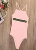 Kids Girls One Piece Enfant mignon Bikini sans manches Lettre de maillot de bain imprimé Vêtements de plage Chidren Baby Girl Swimwear Summer2335832