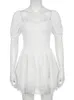 Klänningar iamhotty jacquard vit bollklänning klänning kvinnor kaskad ruffle aline korsett klänningar elegant koreansk stil modeparty klänning