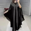 Etnik Giyim Abayas Kadınlar İçin Dubai Lüks 2 Parça Set Şifon Bouubou Müslüman Moda Elbise Kaftan Marocain Düğün Kesintileri