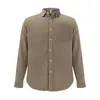 Men's T Shirts Mock Neck Casual Jacket Corduroy Padded Shirt Long Sleeve Pocket Button Fitted Dress Men