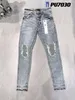 Herrenjeans Designer Chao Marke Leichte Blue Jeans Herren Frühling schlank kleiner gerades Stickstärken Dehnungshosen Füße Micro Elastic Jeans Hip-Hop Reißverschluss Loch