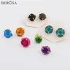 Borosa 5Pairs Fashion moldura de ouro Dom Rainbow Rainbow Solar Quartz Stone Brincos Jóias Jóias Jovens WX1084262V