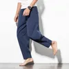 Męskie spodnie Oldyanup Men Casual Harlan Chinese Style luźne bawełniane długie spodnie wiosna letnia moda na szeroką nogę plażę plus size