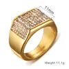 Titanium Steel Set Diamante Men Fashion Rings Gold 11 mm Taille 7-12220Q