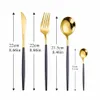 Stainless Steel Cutlery Spoon Fork Set Golden Cutlery Set of Spoons and Forks 16 Pieces Black Gold Dinnerware Set 20254N