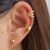 Backs oorbellen zilveren kleur drie laag brede clip voor vrouwen mannen creatief eenvoudige c ear manchet niet-piercing set trend sieraden