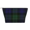 Sacs de cosmétiques Black Watch Tartan horloge verte et sac de maquillage bleu Femme Organisatrice de voyage Clans mignons de toilette de rangement en Écosse