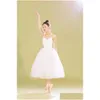 Zużycie sceniczne adt romantyczny balet tutu taniec próby ćwiczenia spódnice dla kobiet długie sukienki białe różowe czarne dostawa Dh1uw