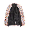 Herrdräkter Fashion Flower Slim Fit Jacket Personlighet Printed Party Business Casual Suit S-3XL