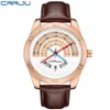 Crrju Top Band Luxury Sports Leather Orologio per calendario casual del quarzo Calcole Arritico Orologio da polso militare Relogio Masculino20278f