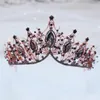 KMVEXO Baroque Rose Gold Black Crystal Bridal Tiara Rhinestone Diadem Pageant Crown for Brides Headband Wedding Hair Accessories Y223z