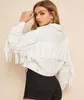 Kvinnor White Tassel Short Jackets Denim Spring 2021 Ladies Solid fransed Casual Coat Style Tops Y2K Women039S2733690