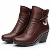 antislip comfortabele winter snowboots vrouw wiggen hoge hakken mode schoenen echt leer vrouwen t3dl