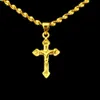 Style classique petit pendentif croix 18k jaune femme remplie de femmes hommes crucifix pendant chaîne355l