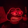 Nachtlichter süßes Tier traurige Frosch Pepe fühlt sich schlecht gut Mann 3D -LED -Neonlampen RGB Buntes Geschenk für Kinder Kinder Schlafzimmer Tischdekor233k