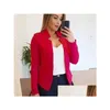 Kadın Takımları Blazers Sonbahar Kış Zarif Düz Renkli Blazer Katlar Takım Takım Uzun Kollu İnce Fit Üstler Kadınlar Damla Teslimat Giyim DHCP7