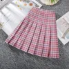 Jurken Purple Plaid Women Skirts Hoge taille Aline Vrouw geplooide rok Schattige Kawaii Ladies Girls Dance Rok Zomer Vrouwelijke mini -rokken