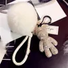 Bomgom Crystal Popobe Gloomy Bear Strass Keychain Car Key Holder Bag Charmhouder Bont POM POM LEDER KLEY KINSTEN Key Ring Pendant 2186G