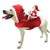 Pet Dog Christmas Clothes Santa Claus Riding A Deer Jacket Coat Pets Apparel Costumes for Small Medium Large Dogs 231222