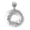 Chaines Style ethnique 925 Collier de motif de lotus brillant en argent Whited Glossy