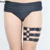 New Sexy Women Harajuku Gothic Holographic Fetish Leg Belt Leather Harness Body Bondage Stocking Suspender Punk Body Bondage2282