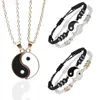 Colliers pendants WLP 2PCS / Set Tai Chi Yin Yang Couper Collier Collier Bracelet Femmes Men Lien Rendre des bijoux tressés réglables